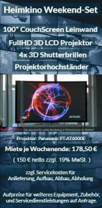 Vermietungsangebot CouchScreen Leinwand 3D Heimkinoprojektor Mietset